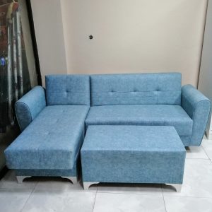 Puflu Açılabilir L Koltuk (Turkuaz)