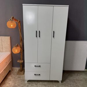 Üçlü Gardırop - Beyaz