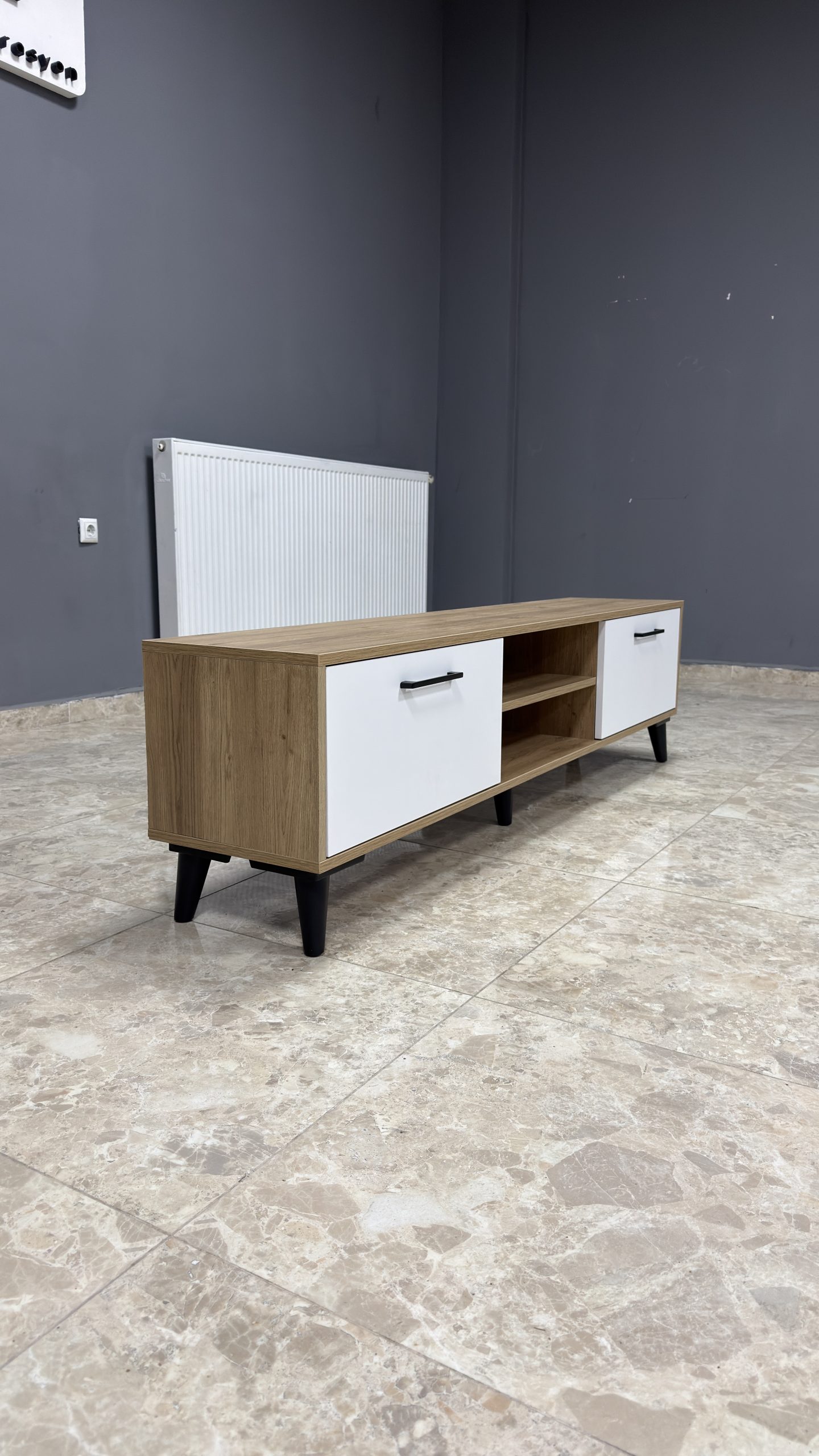 180'lik TV Sehpası - Sepet Beyaz