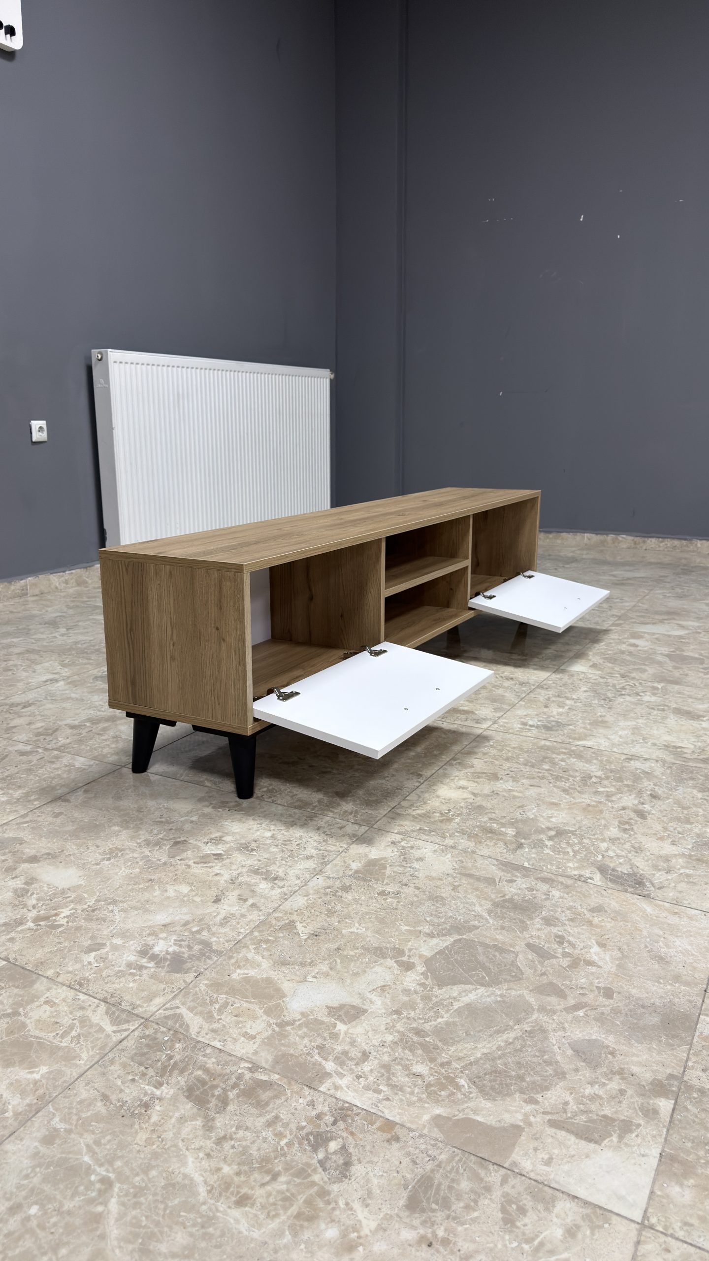 180'lik TV Sehpası - Sepet Beyaz