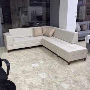 Kayar Mekanizmalı Açılabilir Köşe L Koltuk - Krem Keten