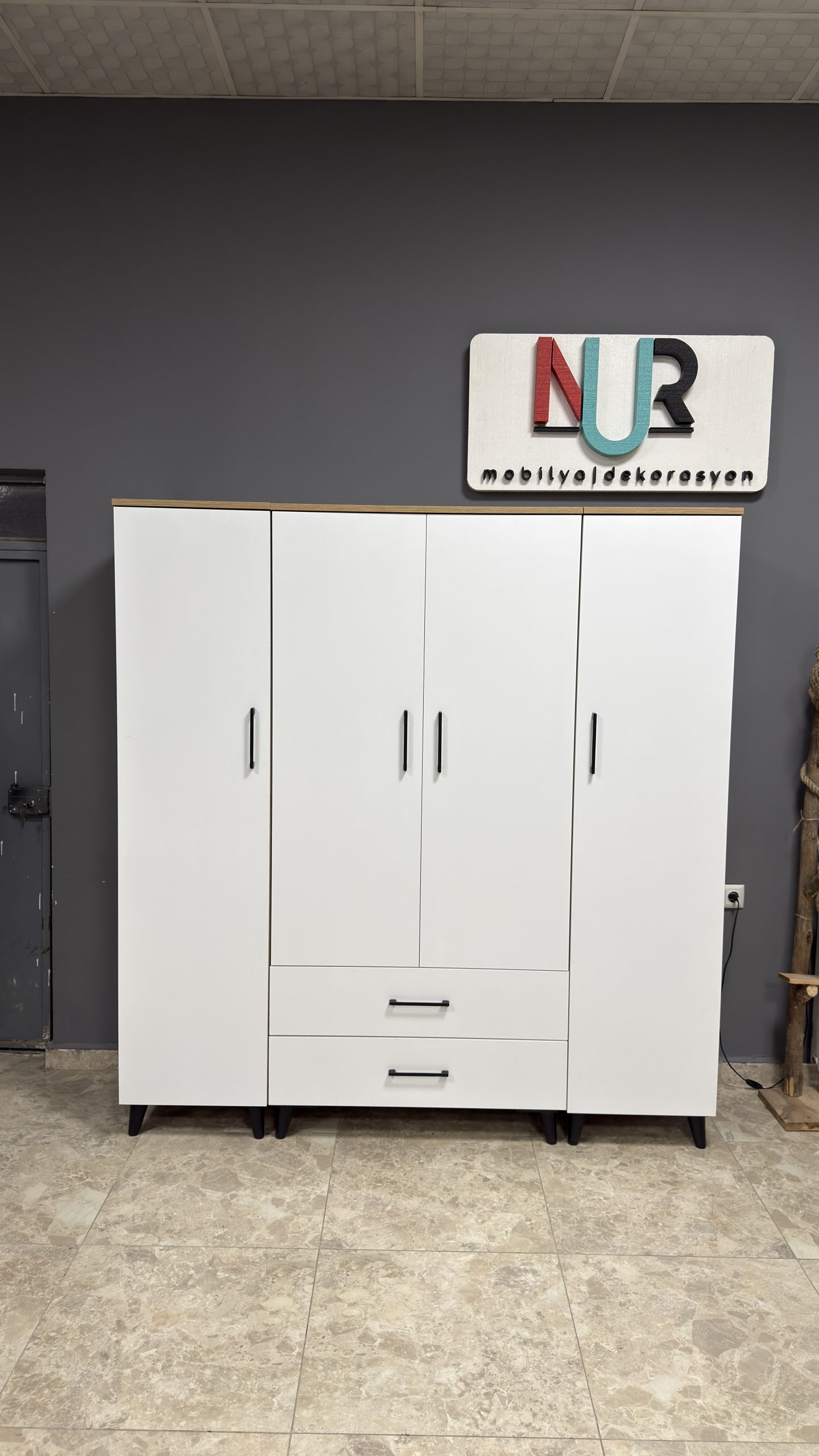 180'lik 4 Kapaklı Modüler Gardırop - Sepet Beyaz