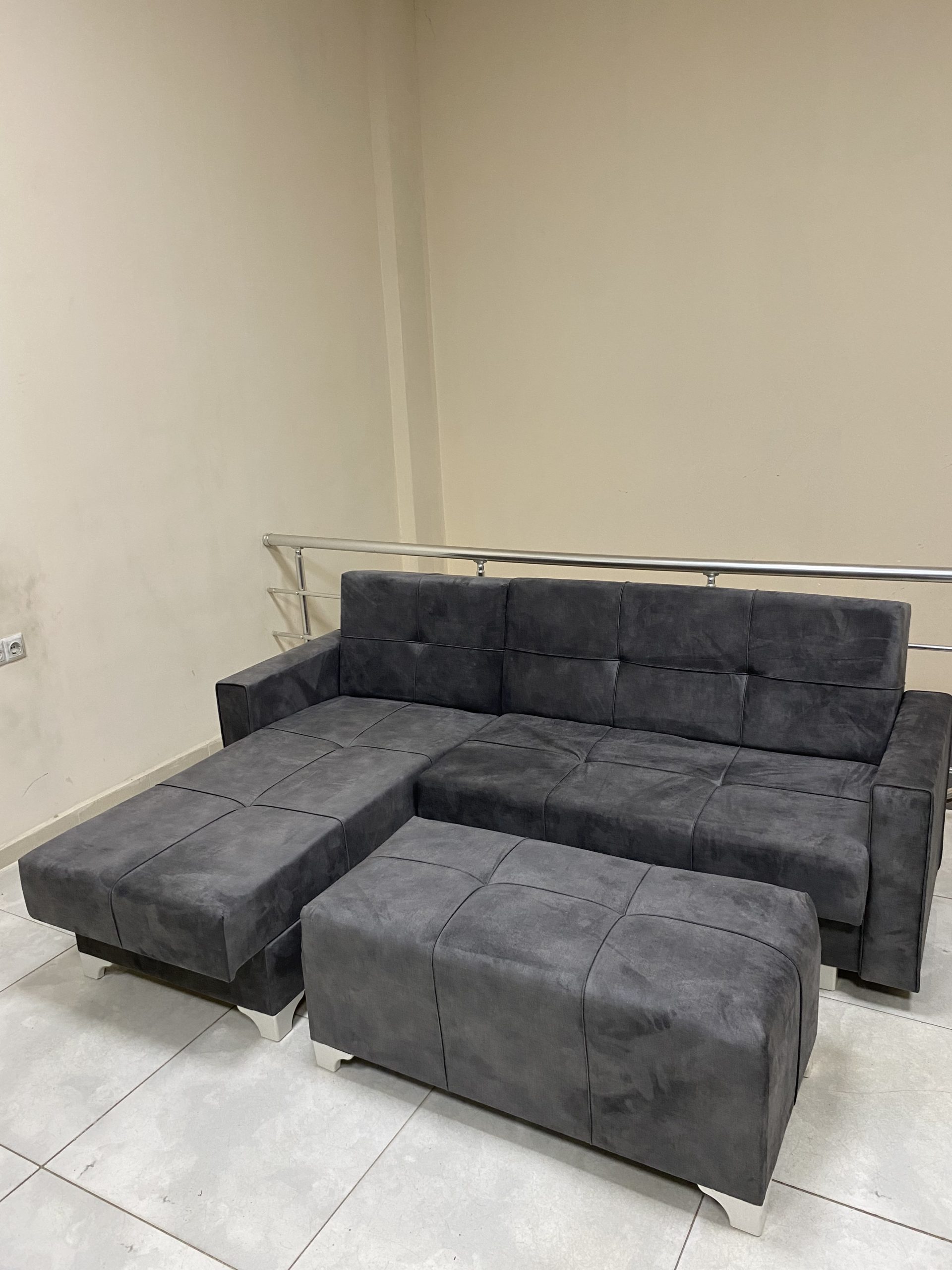 Puflu Açılabilir Köşe L Koltuk (Antrasit)