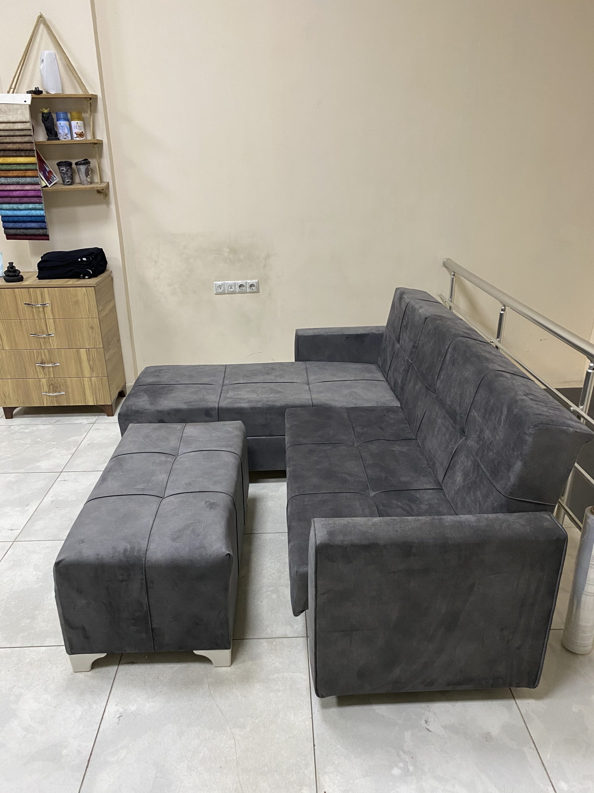 Puflu Açılabilir Köşe L Koltuk (Antrasit)