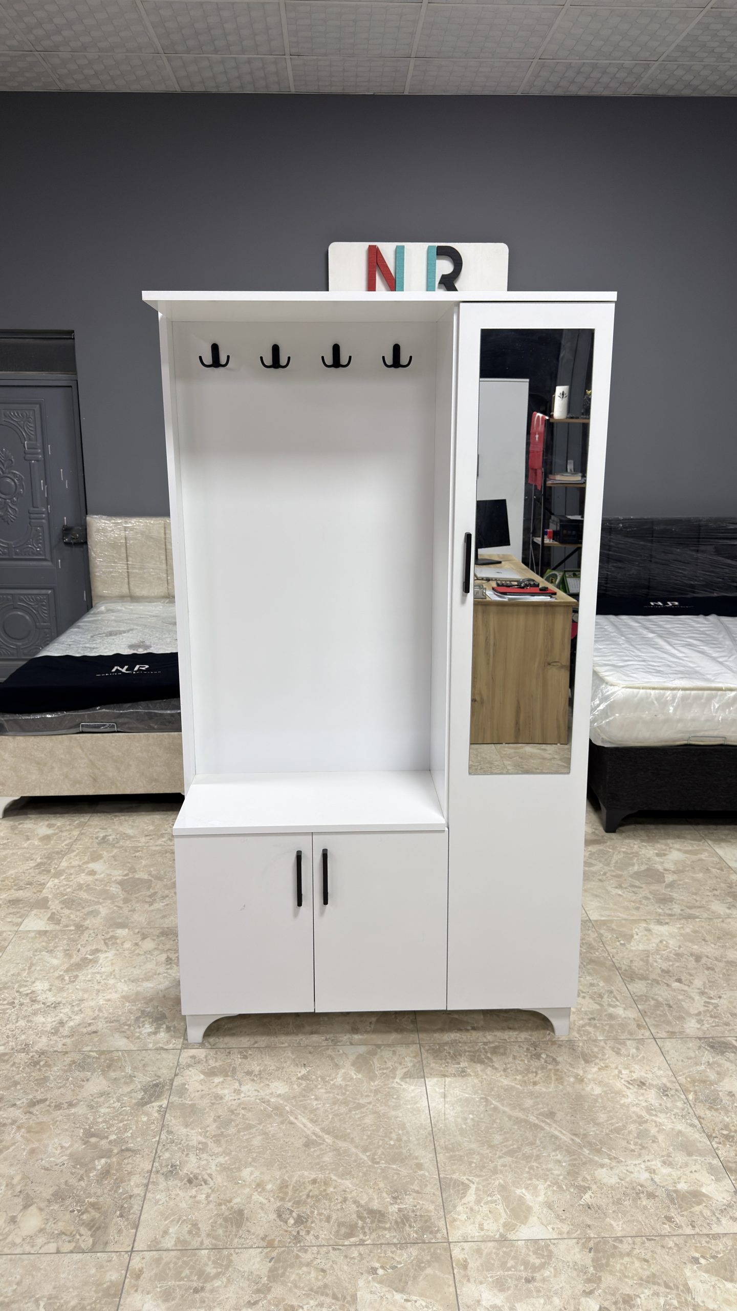 100 cm Aynalı Kapaklı Portmanto
